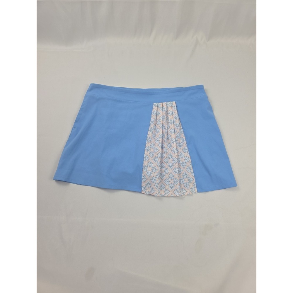Adidas Skort Womens Large Blue Geometric Print Tennis Golf Pleated